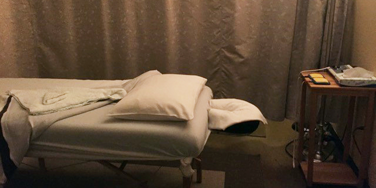 Table and towels being used for hydrotherapy treatments