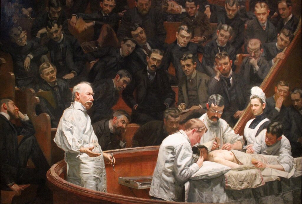 "The Agnew Clinic" (or "The Clinic of Dr. Agnew"), an 1889 oil painting by American artist Thomas Eakins. 