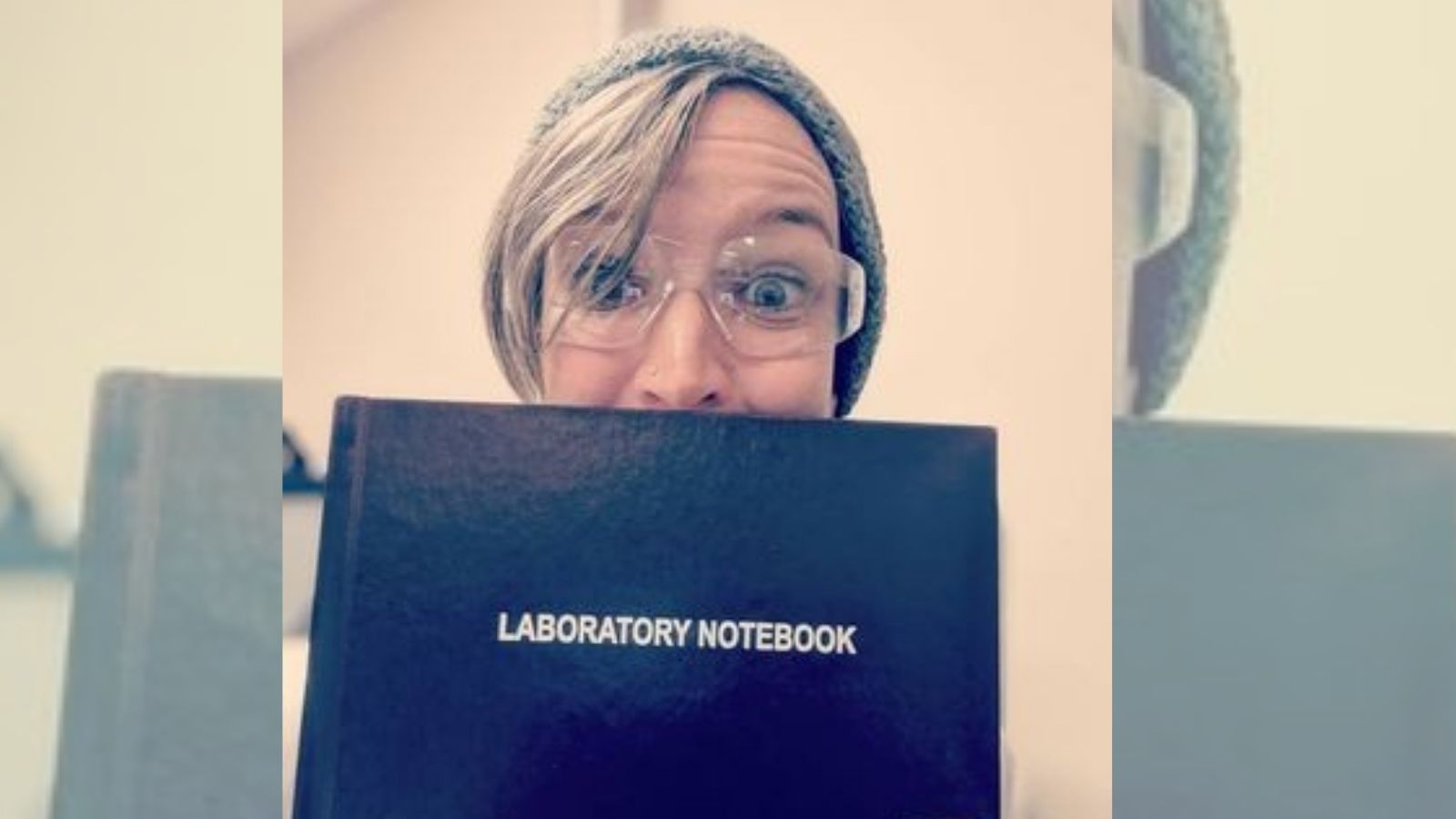 Tanya Snyder with lab book