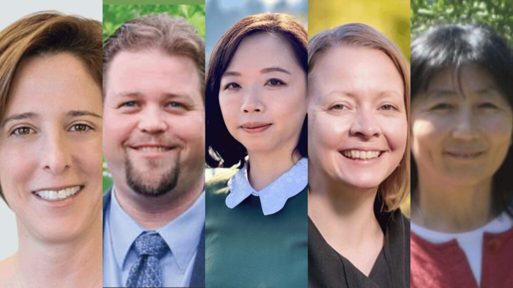 Composite of five headshots of faculty members