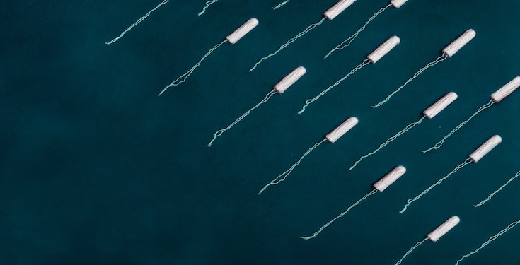 tampons against blue background