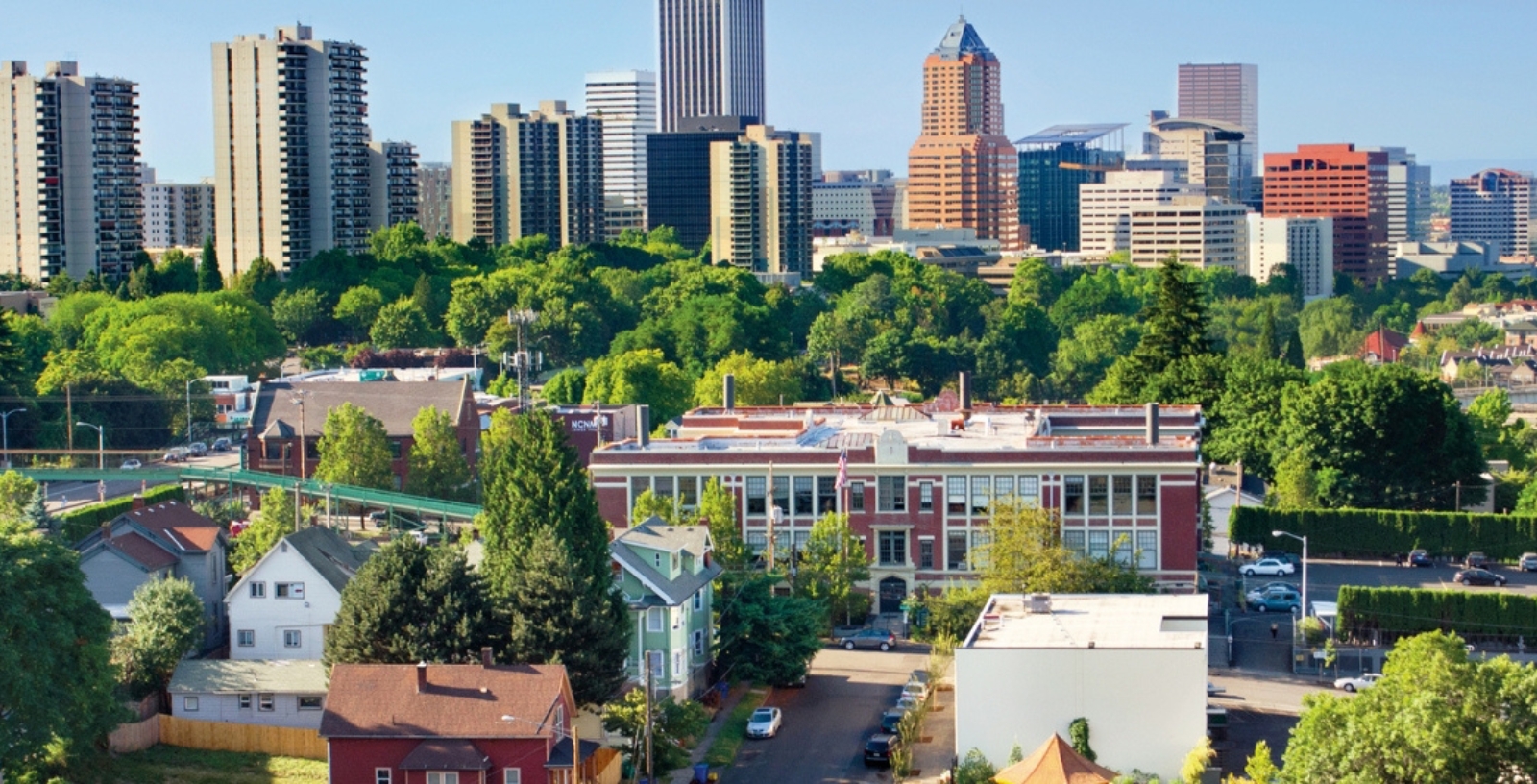 The National University of Natural Medicine with the city of Portland Oregon in the background